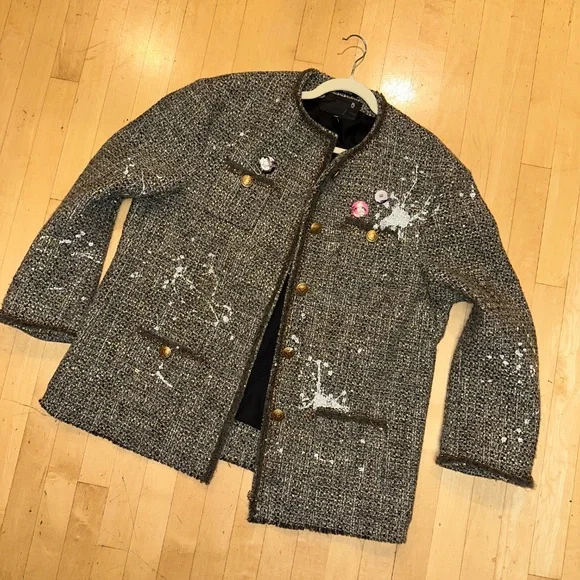 Like New R13 Paint Splatter tweed blazer/jacket, L,  PG1456 - Picture 7 of 16
